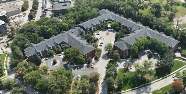 View of the front entrance of Arboretum Village