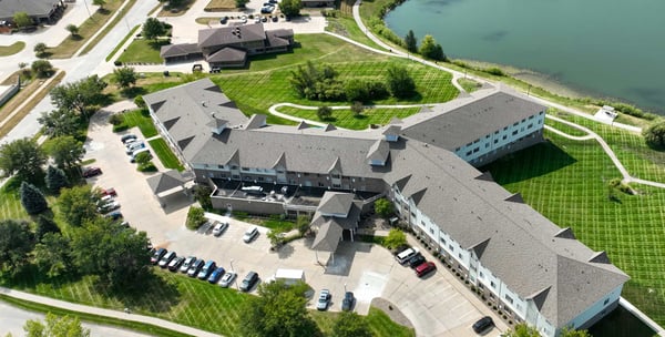 Lake view of the Copper Shore Village campus.