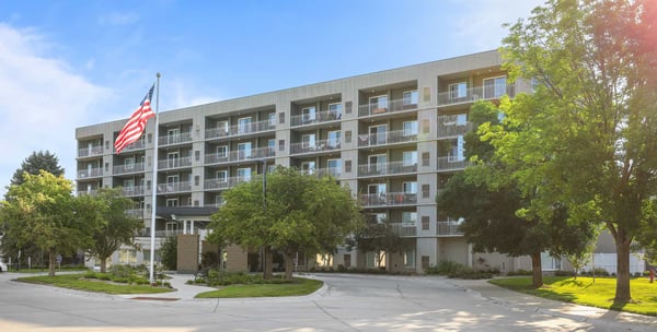 Exterior view of the courtyard landscaping at Immanuel Village