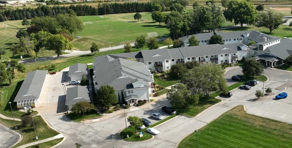 Exterior view of the front entrance at Trinity Village